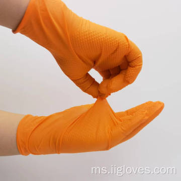Menebal sarung tangan sintetik oren anti slip industri vinil nitril campuran sarung tangan tekstur berlian